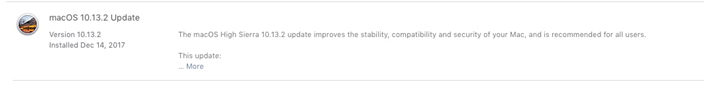 macOS 10.13.2 Update screen within App Store