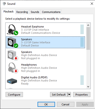 Final sound settings on windows