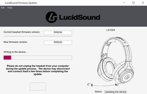 Headset firmware version screen